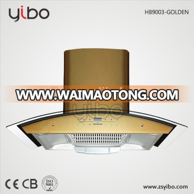 New golden touch button design 90 cm Europeanexhausted fan oil collector range hood